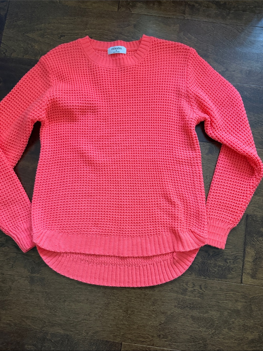 Zenana Outfitters bright Coral Knit Crewneck Sweater